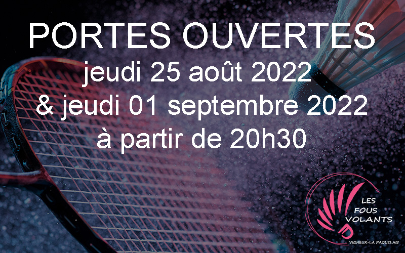 Soirées portes ouvertes jeudi 25 août et jeudi 01 septembre 2022